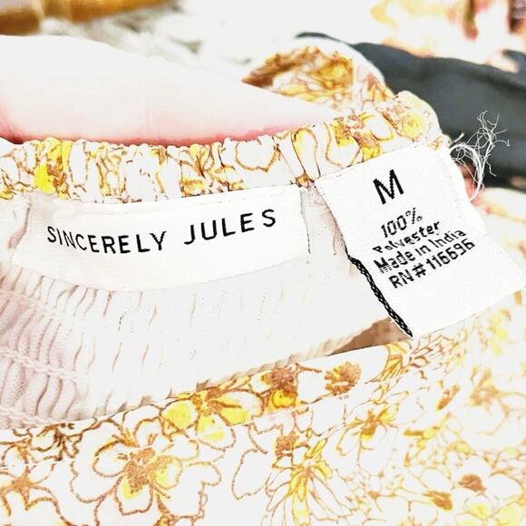 Sincerely Jules Floral Print Ruffled Midi Dress Yellow Gold Size Medium EUC - Picture 9 of 9